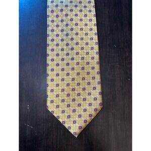 Jos. A. Bank Gold Tie with Red and Blue Squares